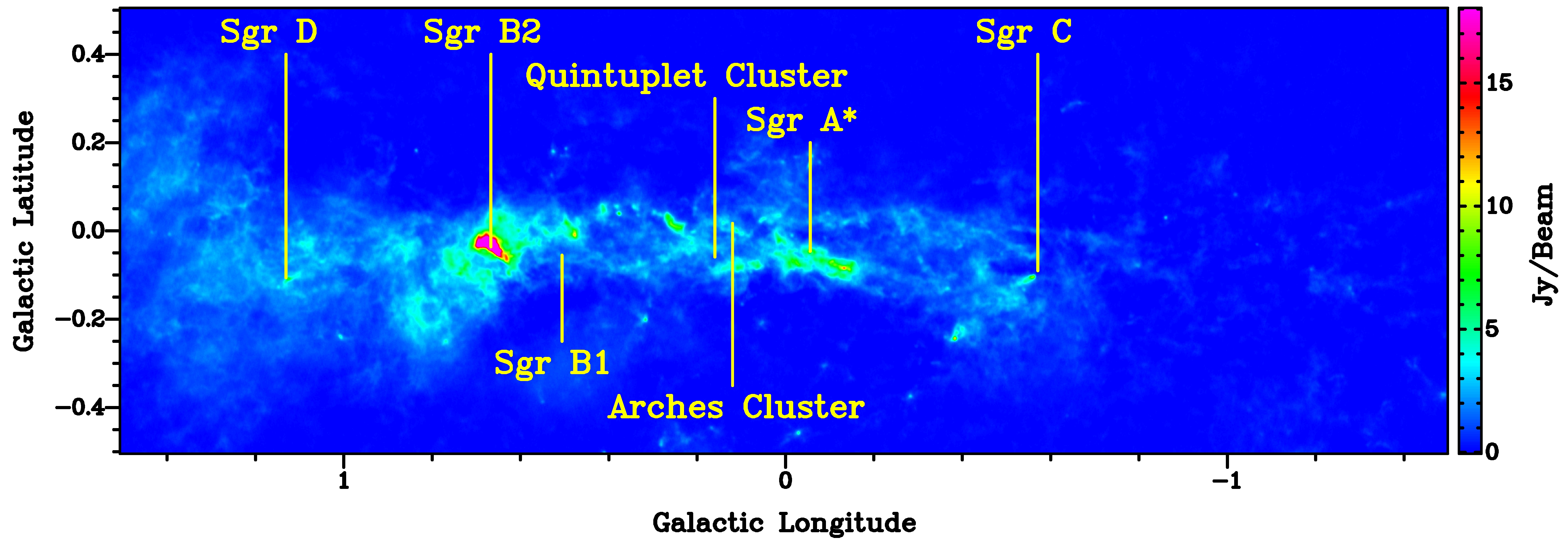 ATLASGAL image at 870 micron of the Central Molecular Zone