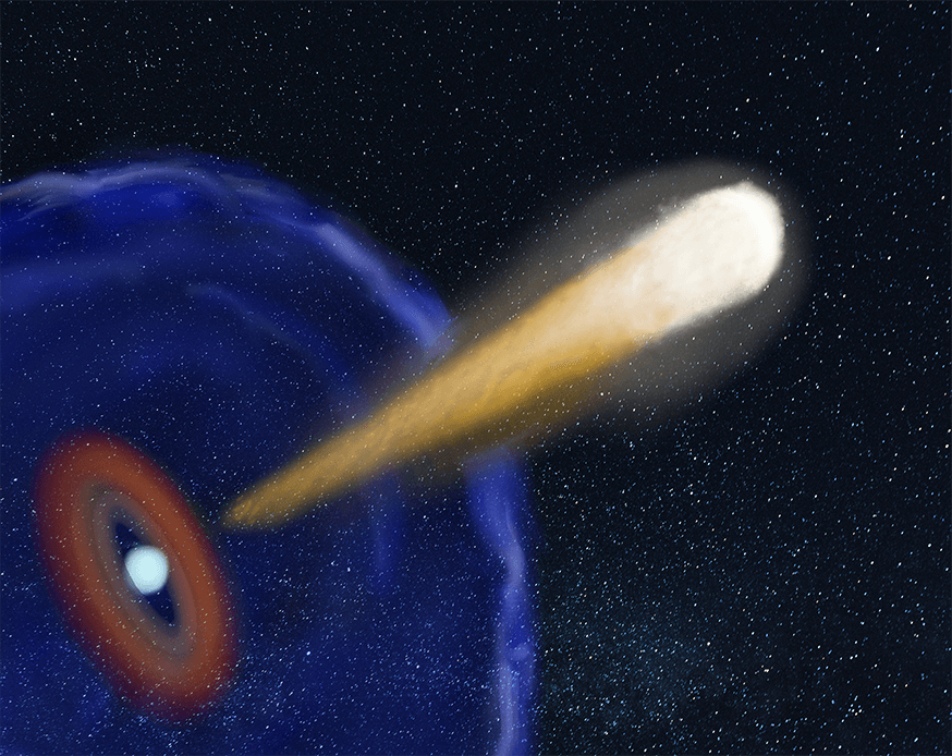 Artist impression of the jet of material launched after the merger of the two neutron
stars